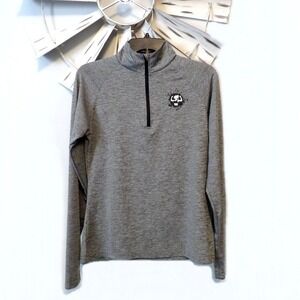 Rugged Maniac 1/4 Zip Athletic Jacket Heather Gray Thumb Holes‎ Size Small